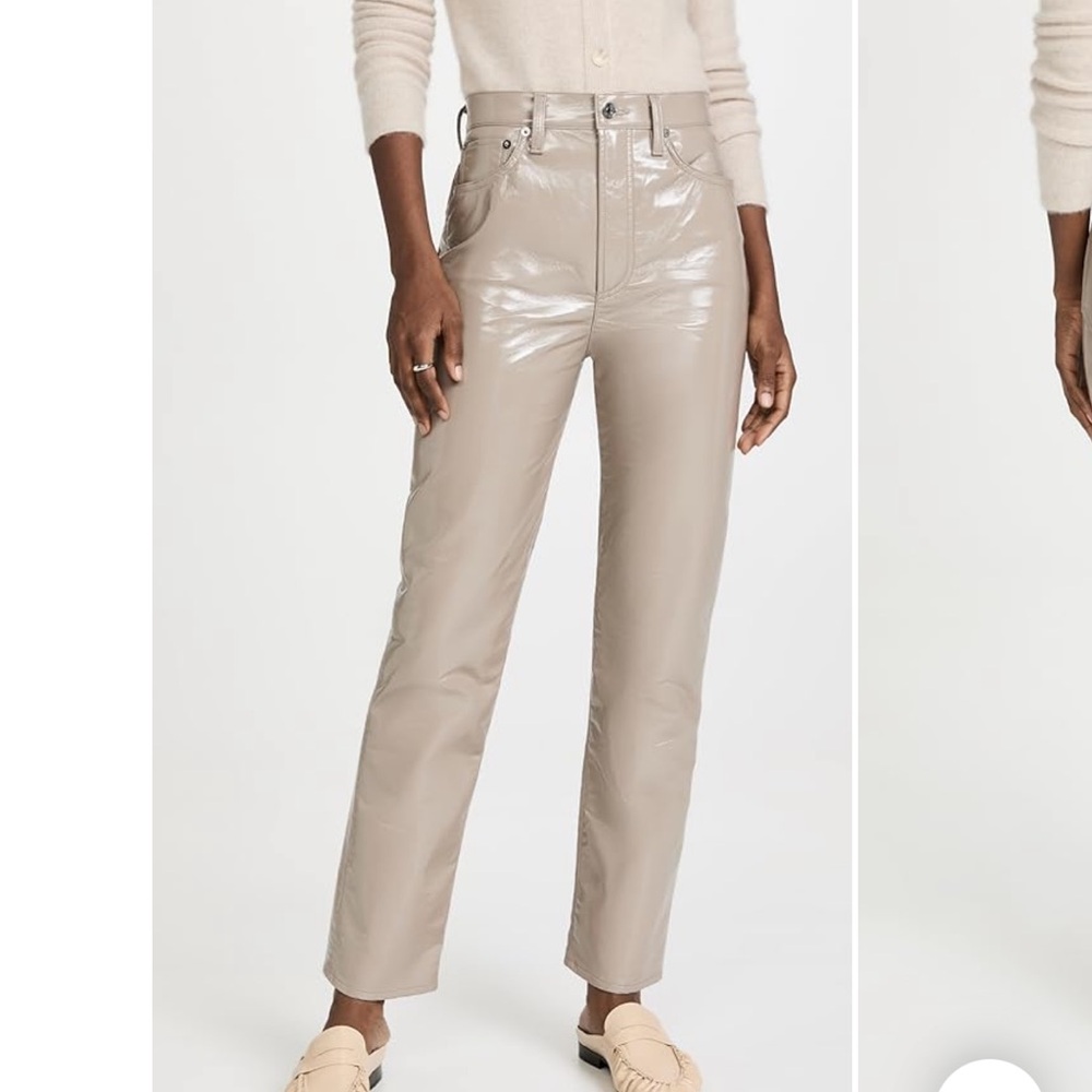 AGOLDE Leather 90s Pinch Waist Pants in Quail Patent